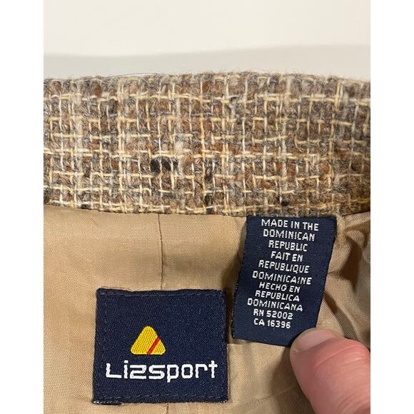 VTG Lizsport Brown Tweed Wool Blend Blazer Jacket Womens Sz S Classic office - Picture 3 of 10